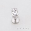 CAT HUGGING HEART CZ 3D TOP PUSHIN (THREADLESS) 316L SURGICAL STEEL LABRET SET